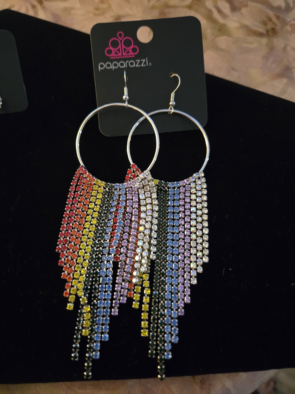 paparazzi Rainbow Rhinestone Fringe Hoop Earrings